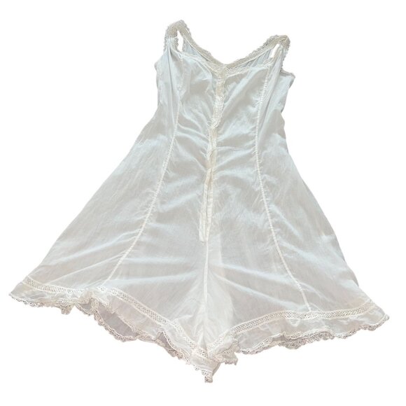 La Grecque Womens Romper Size Large White Antique Chemise Lingerie Casual